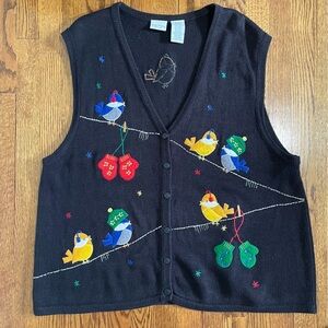 Bobbie Brooks Woman Bird Mitten Holiday Winter Sweater Vest Size 22W